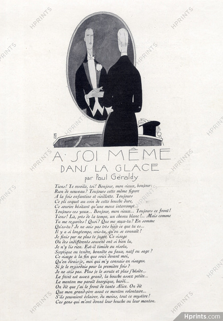 À soi même dans la glace, 1920 - Eduardo Garcia Benito Poem, Text by Paul Géraldy