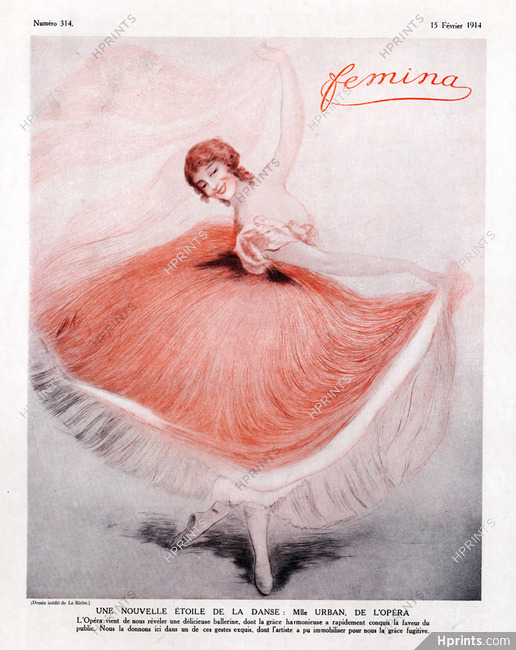 Miss Urban 1914 Ballet Pump, Drawing Le Riche