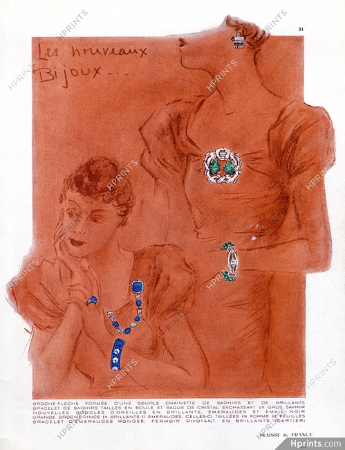 Cartier (Jewels) 1937 Brooch, Bracelet, Earrings... Art Deco Style