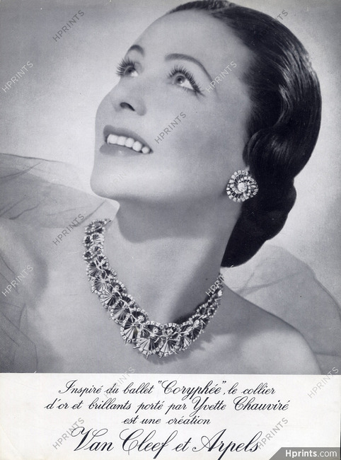 Van Cleef & Arpels 1951 Necklace, Earrings, Yvette Chauviré Dancer in "Coryphée"
