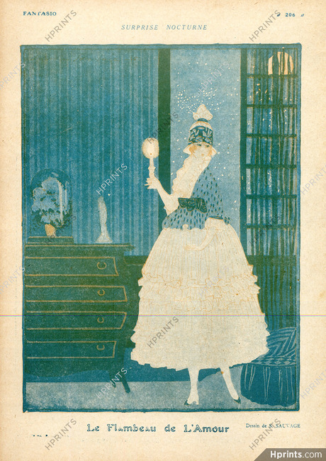 Le Flambeau de l'Amour, 1917 - Sylvain Sauvage The torch of love, Elegant Parisienne