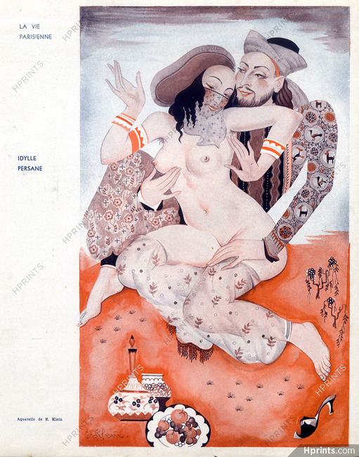 E. Klem 1934 Oriental Dancer Nude, Erotic