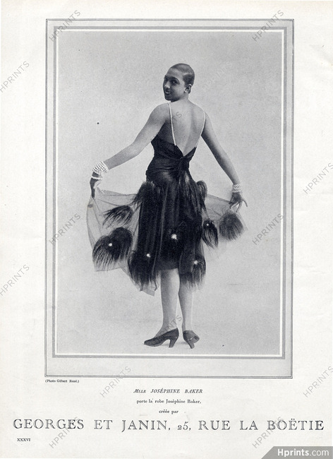 Georges et Janin (Couture) 1926 Josephine Baker, backless dress, Photo Gilbert René