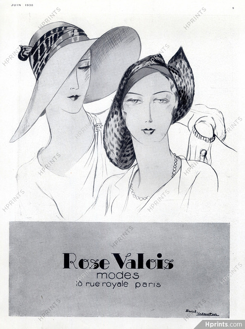 Rose Valois (Millinery) 1930 Hats, Paul Valentin