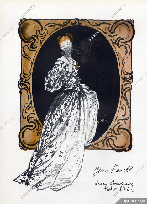 Jean Farell 1945 René Gruau, Evening Gown, Coudurier Fructus Descher