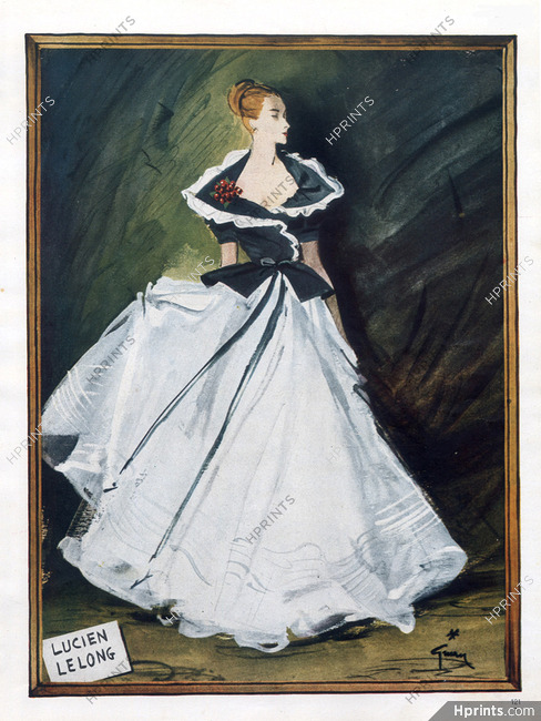 Lucien Lelong 1945 René Gruau, Evening Gown