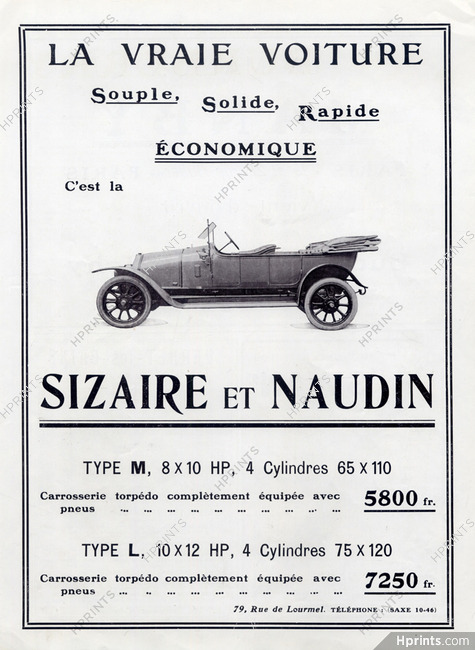 Sizaire (Cars) 1913