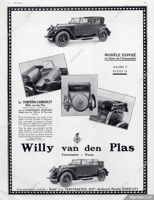 Willy van den Plas (Cars) 1926 Coachbuilder
