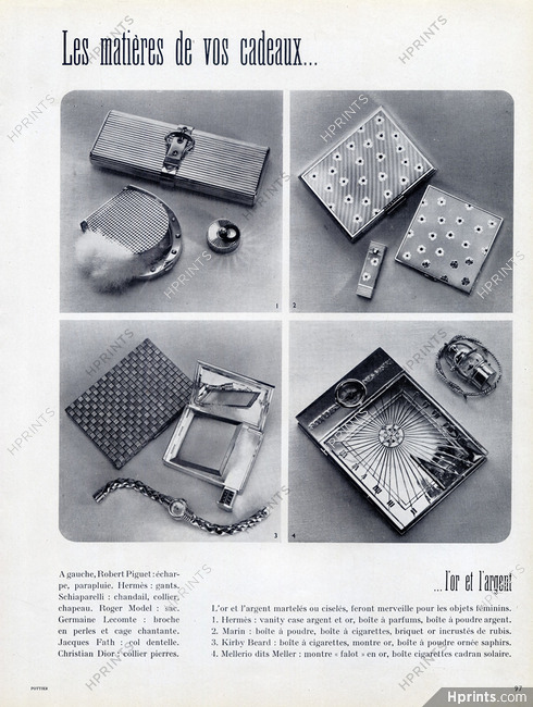 Hermes, Marin, Kirby Beard, Mellerio 1948 Vanity Case, Powder Box, Cigarette Box