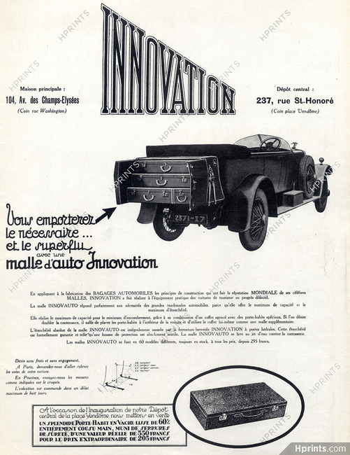 Innovation 1925 Malle d'Auto, Porte-Habit en Vache