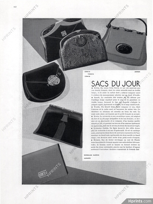 Hermès (Handbags) 1930 Germaine Guérin, Annek, Erwin, Yendis