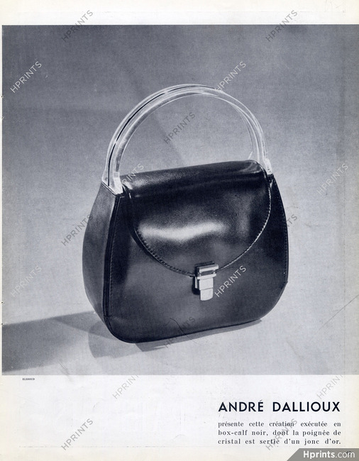 André Dallioux (Handbags) 1947 Poignée de cristal sertie d'un jonc d'or