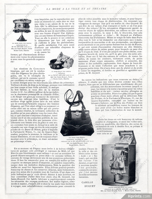 Goyard (Luggage) 1911 Colliers de chien, Sac pour Jupe-Culotte, Malle-Armoire
