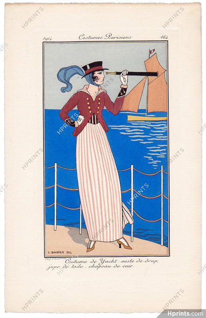 George Barbier 1914 Journal des Dames et des Modes Costumes Parisiens N°164 Yachting