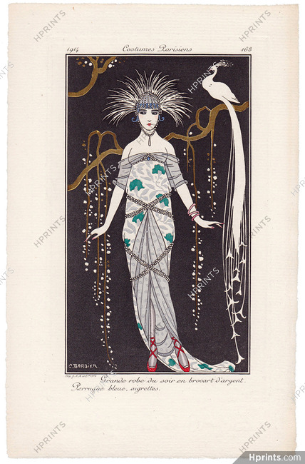 George Barbier 1914 Journal des Dames et des Modes Costumes Parisiens N°168 Evening Gown