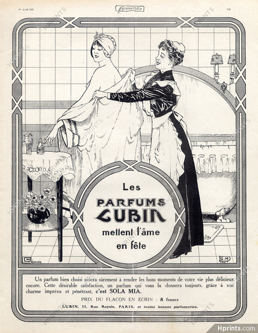 Lubin (Perfumes) 1913 Sexy Girl, Bathroom, Georges Leonnec