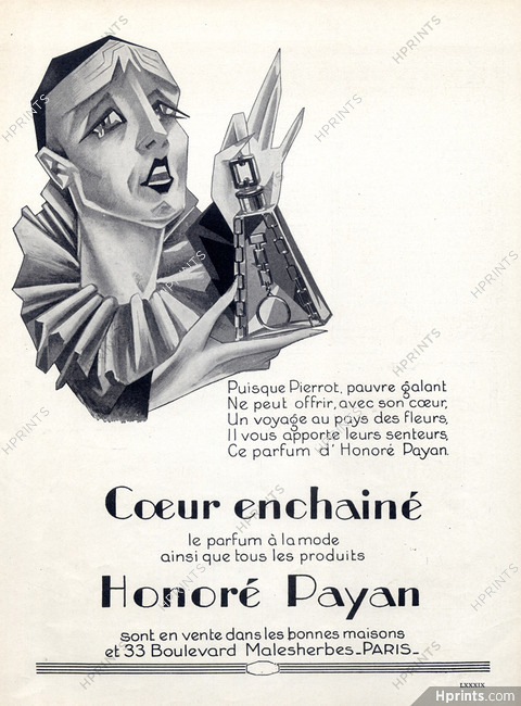Honoré Payan (Perfumes & Cosmetics) 1926 Coeur Enchainé, Pierrot