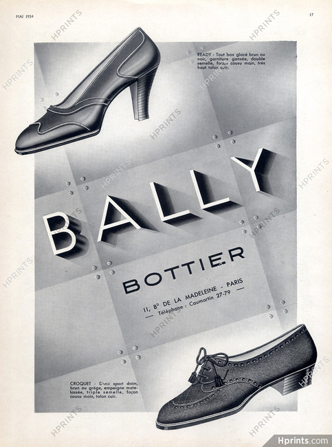 Sistemáticamente ventilación franja Bally (Shoes) 1934 — Advertisement