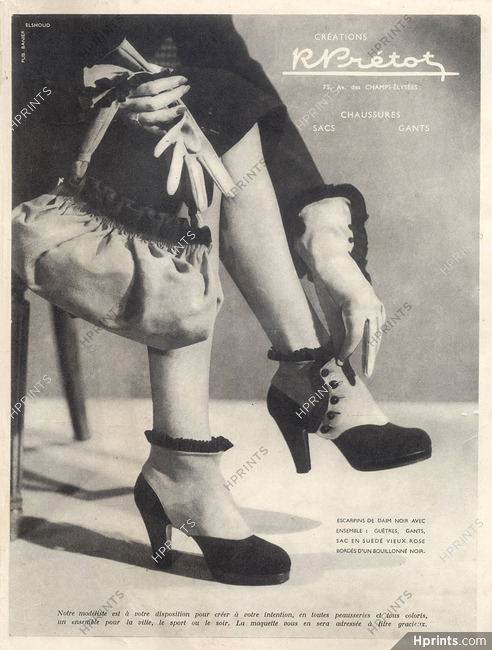 R. Pretot (Créations) 1947 Shoes, Handbag, Gloves..Photo Elshoud