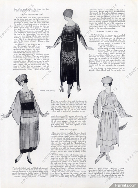 Jeanne Lanvin 1918 Three models from Lanvin, Oriental theme