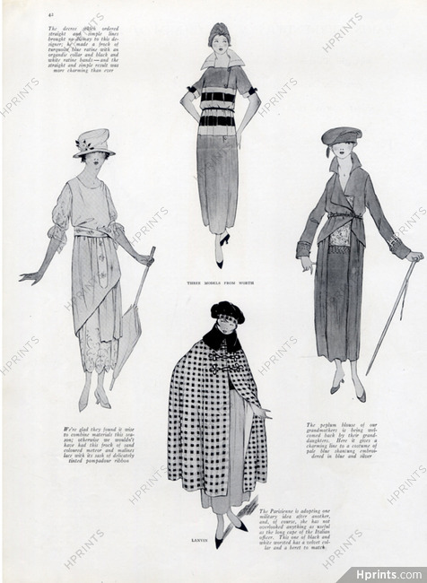 Worth Lanvin 1918 Fashion Illustration