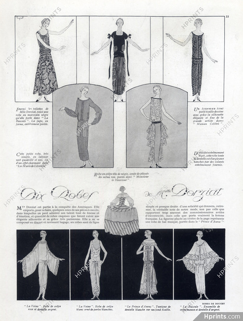 Doucet (Couture) 1923 Dresses for Gabrielle Dorziat, Pigeat