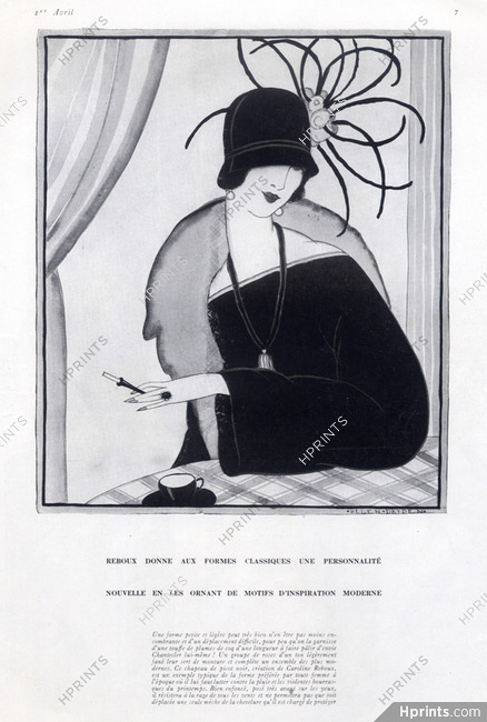 Caroline Reboux (Millinery) 1922 Helen Dryden, Cigarette Holder