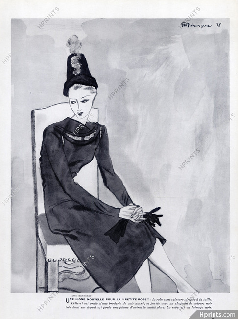 Elise Menneret 1938 Black Dress, Pierre Mourgue