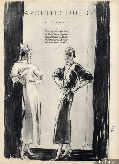 Madeleine Vionnet 1933 Impeccable, Typical, Coat and Dress, Etienne Drian