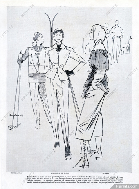 Hermès (Sportswear) 1947 Madeleine De Rauch, Renée Patton, Skiing