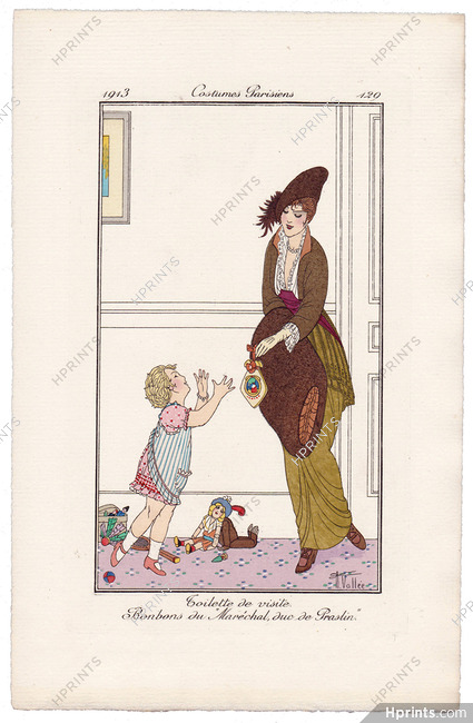 Armand Vallée 1913 Journal des Dames et des Modes Costumes Parisiens N°129, Doll