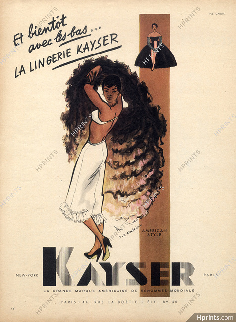 Kayser (Lingerie) 1954 American Style, Stockings Hosiery, J.S Fontaine (Version "Et bientôt")