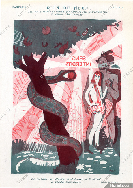 Bernard Becan 1925 Adam & Eve, Snake