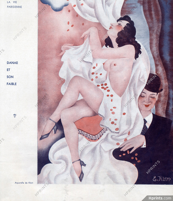 Klem 1934 Danaë, Gold Rain, Sexy Looking Girl Topless
