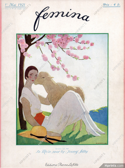 André Edouard Marty 1921 Femina Cover, Shepherdess