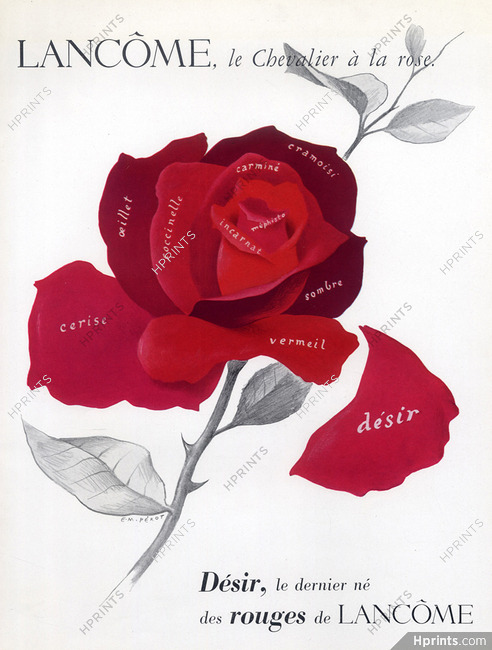 Lancôme (Cosmetics) 1952 Désir Lipstick Rose, E.M. Pérot