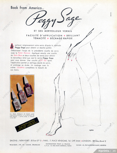 Peggy Sage (Cosmetics) 1948 Nail Polish