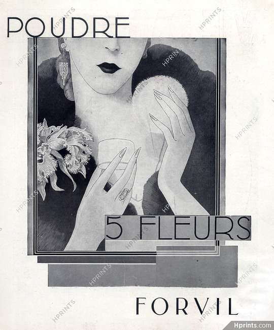 Forvil (Cosmetics) 1934 Powder, Art Deco Style