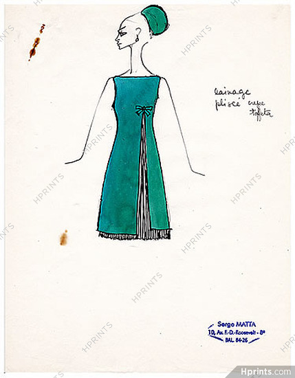 Serge Matta 1960 Original Fashion Drawing N°23
