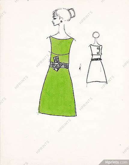 Serge Matta 1960 Fashion House Paris, Original Fashion Drawing N°26