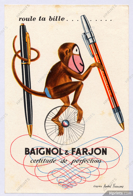 Baignol & Farjon Pens by André Francois, Monkey, Blotting Paper