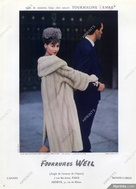 Weil (Fur Coat) 1960 Photo Virginia Thoren, Gilbert Orcel Hat
