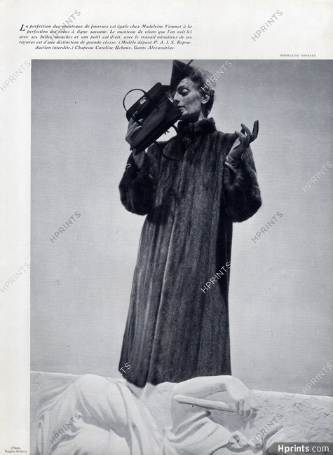 Madeleine Vionnet (Fur) 1938 Photo Eugène Rubin, Fur Coat, Caroline Reboux