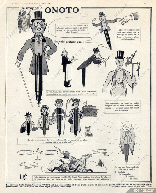 Onoto (Pens) 1913 Mich, Comic Strip