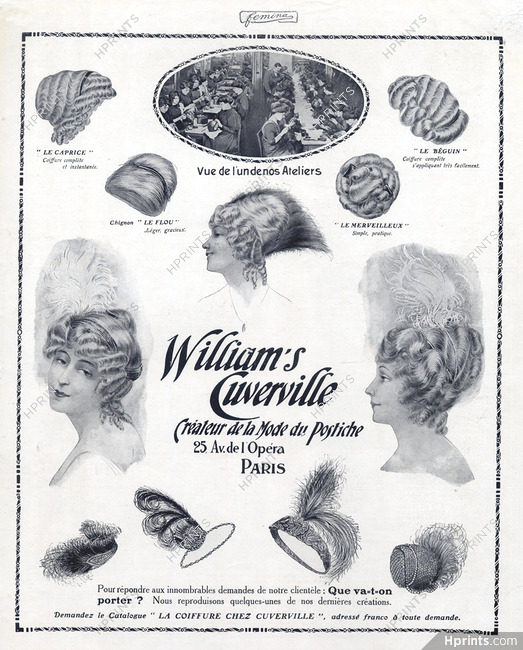 William's Cuverville (Hairstyle) 1912 Wig, Hairpieces