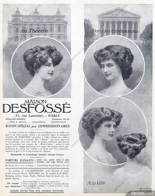 Desfossé (Hairstyle) 1910 Wig, Hairpieces, A. Ehrmann