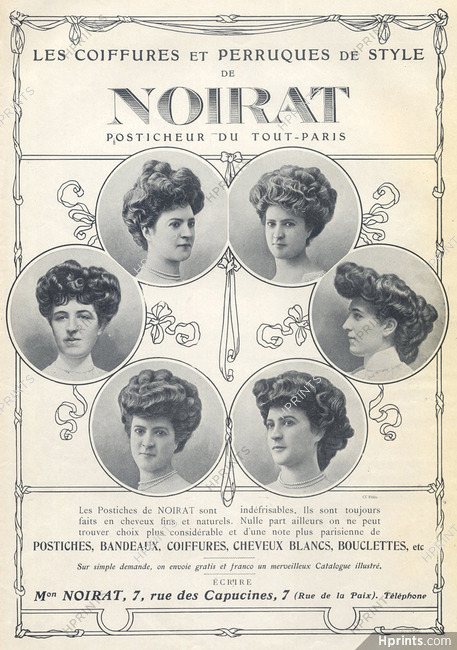 Noirat (Hairstyle) 1908 Wig, Hairpiece