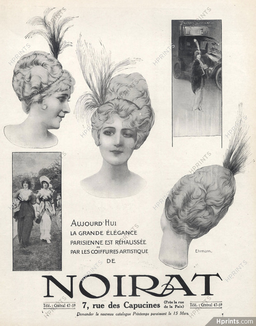 Noirat (Hairstyle) 1914 Wig, Hairpieces, A. Ehrmann