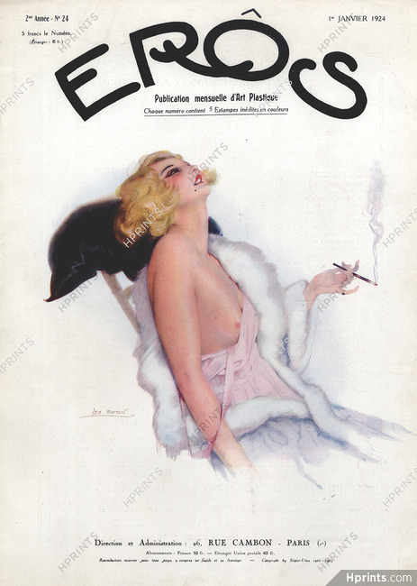 sensibilidad Pagar tributo testigo Léo Fontan 1924 Janvier, Eros Cover, Sexy Girl — Plates