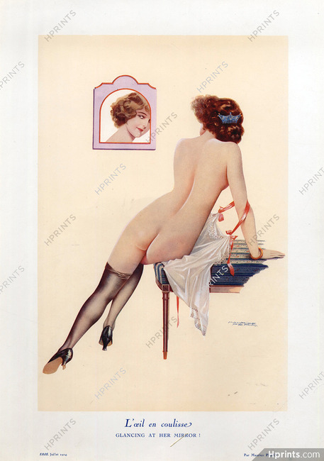 Maurice Pépin 1924 L'Œil en coulisse - Glancing at her Mirror, Nude, Babydoll